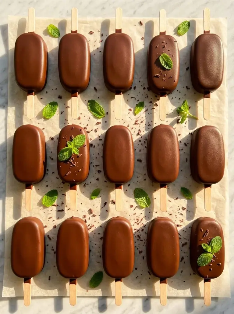 High protein Chocolate Mint Ice Cream Bars for a nutritious dessert