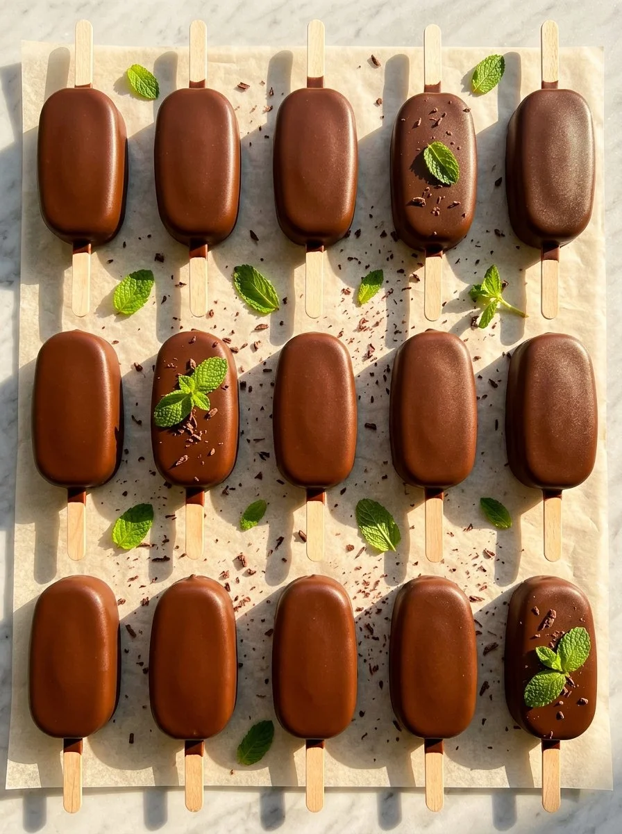 High protein Chocolate Mint Ice Cream Bars for a nutritious dessert