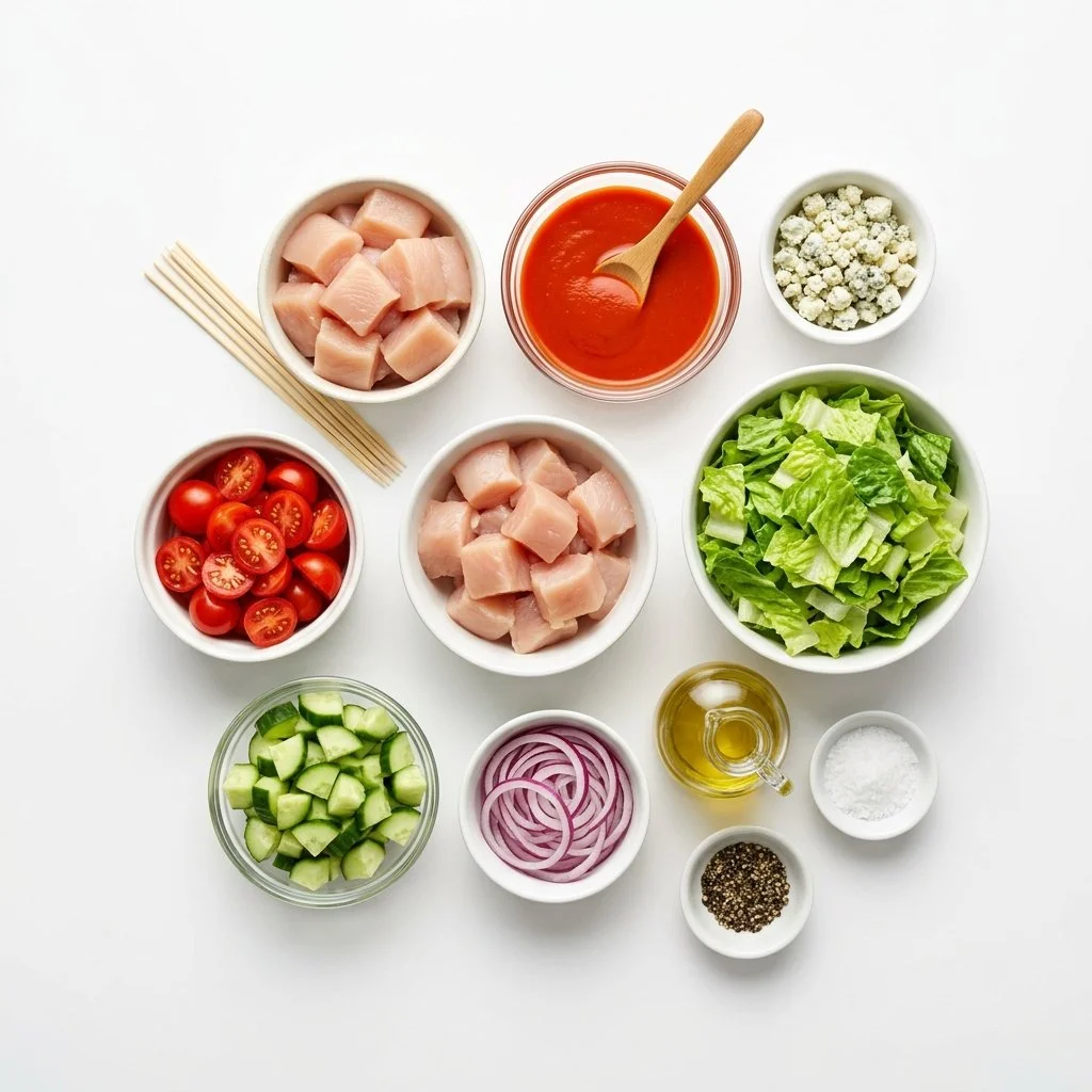 Chopped Buffalo Chicken Skewer Salad