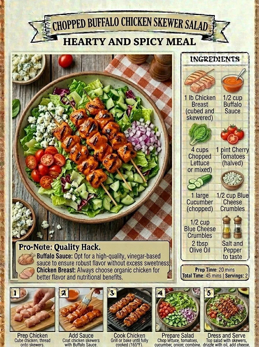 Chopped Buffalo Chicken Skewer Salad