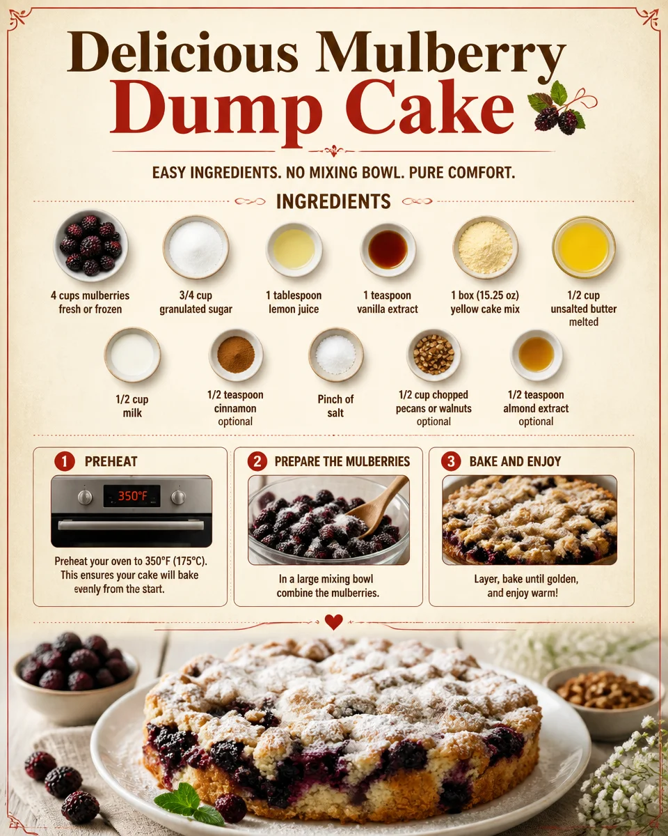 Delicious Mulberry Dump Cake
