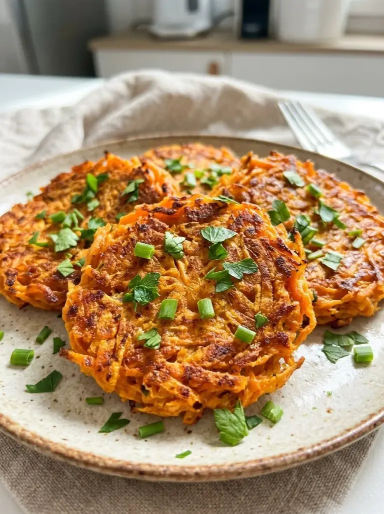Plate of delicious sweet potato hash browns served for breakfast