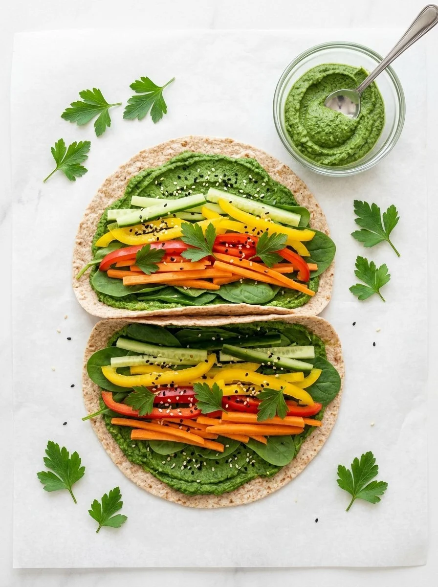 Delightful Spinach Hummus Lunch Wraps