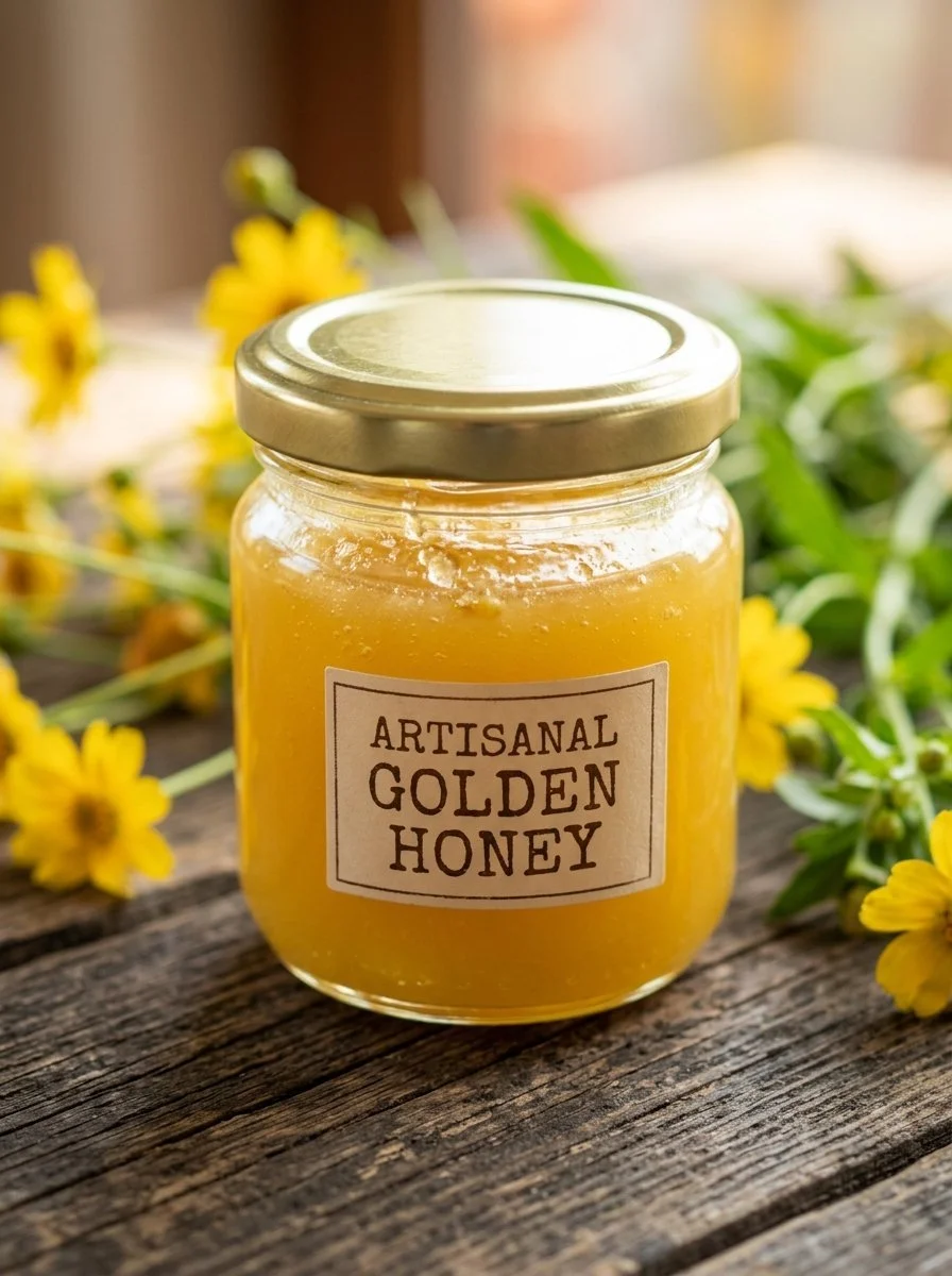 Jars of homemade dandelion jelly with fresh dandelions