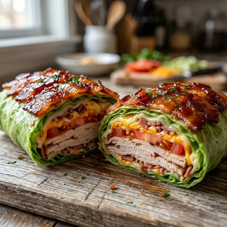 Delicious Keto Turkey Club lettuce wraps prepared as a low-carb meal.