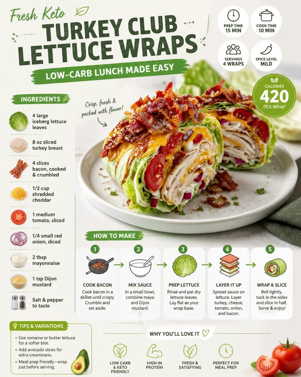 Fresh Keto Turkey Club Lettuce Wraps – Low-Carb Lunch Made Easy