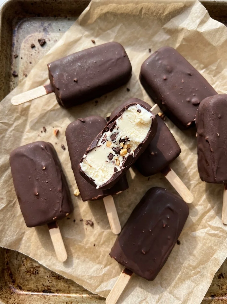Frozen yogurt protein bars with fresh ingredients and vibrant colors