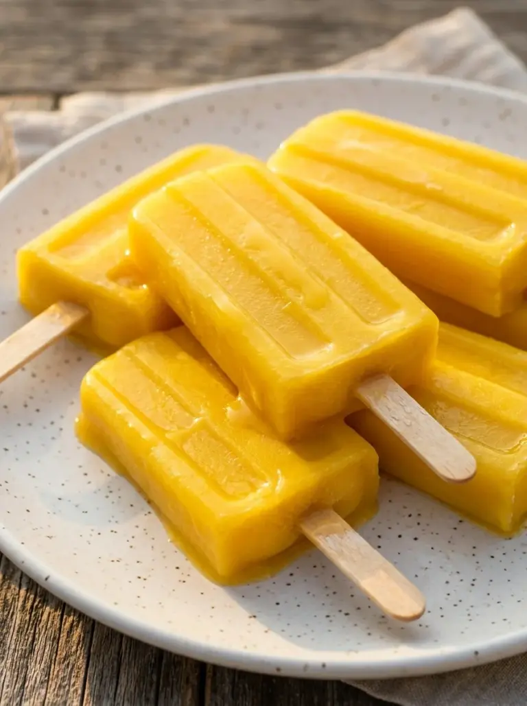 Healthy mango popsicles made without refined sugar, a refreshing summer treat