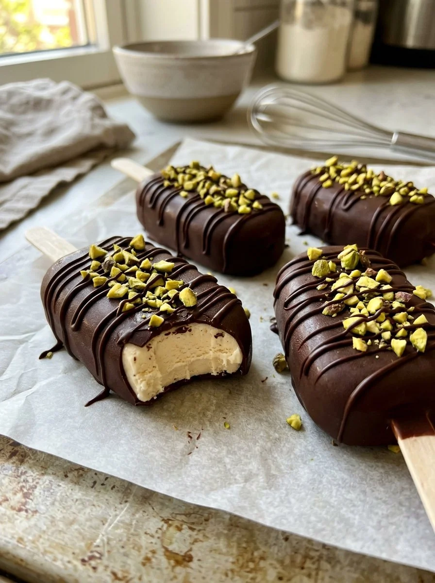 Healthy Pistachio Ice Cream Bars (Dairy Free, Paleo)