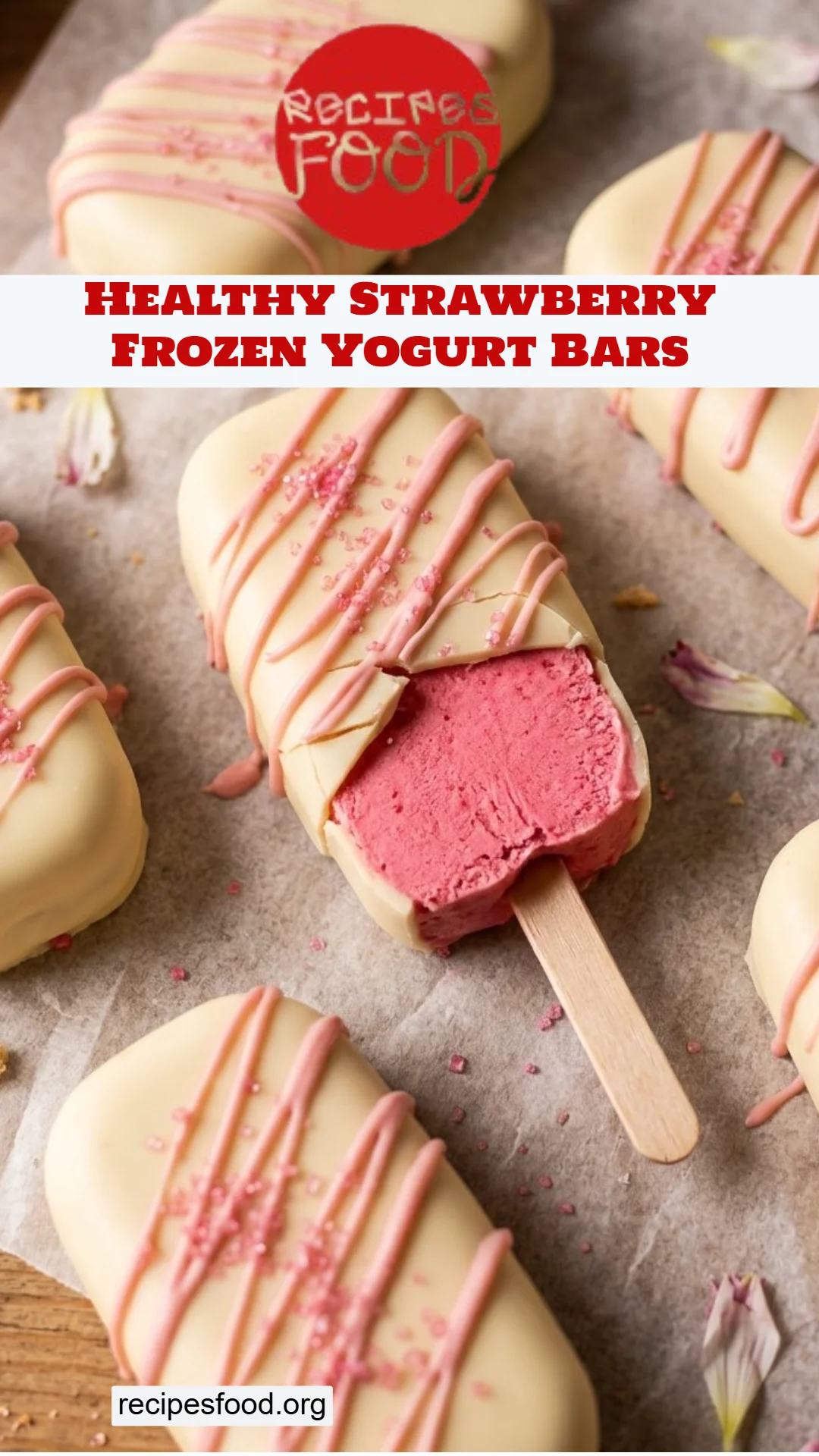 Healthy Strawberry Frozen Yogurt Bars