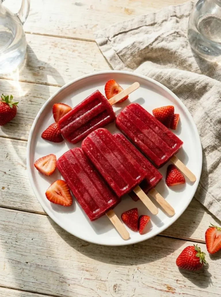 Healthy strawberry watermelon popsicles made with fresh fruit.