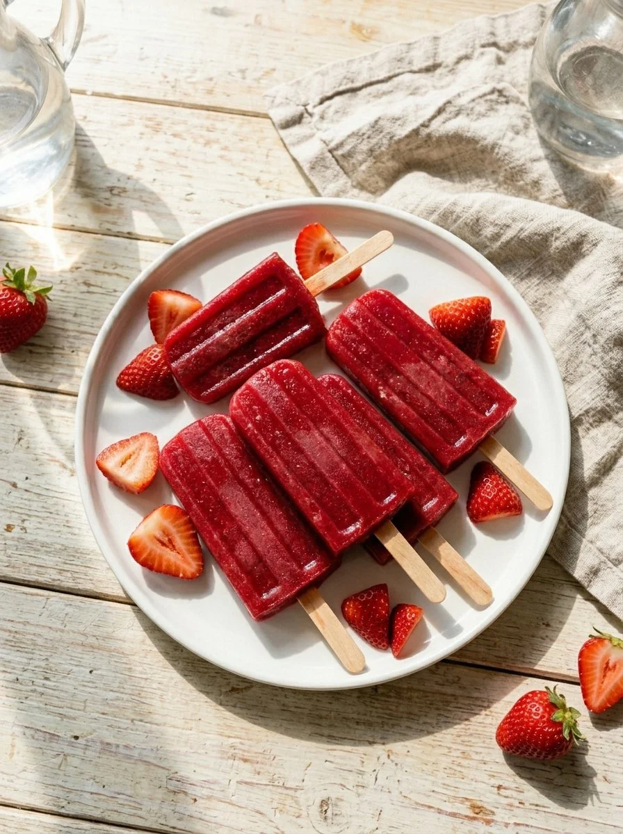 Healthy Strawberry Watermelon Popsicles