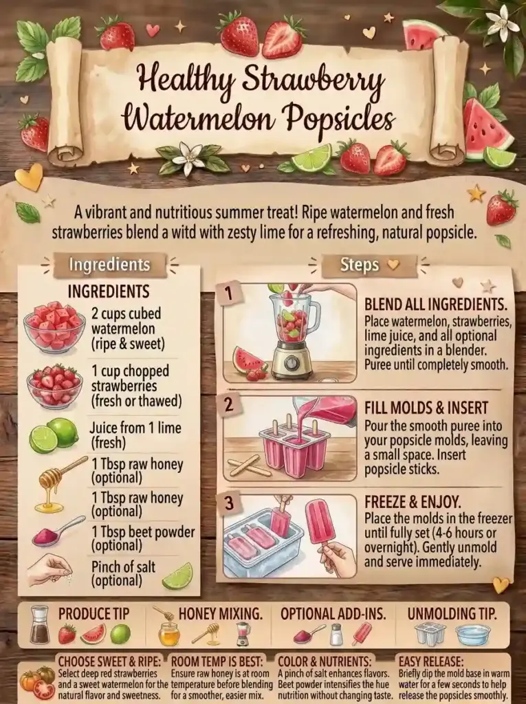 Healthy Strawberry Watermelon Popsicles