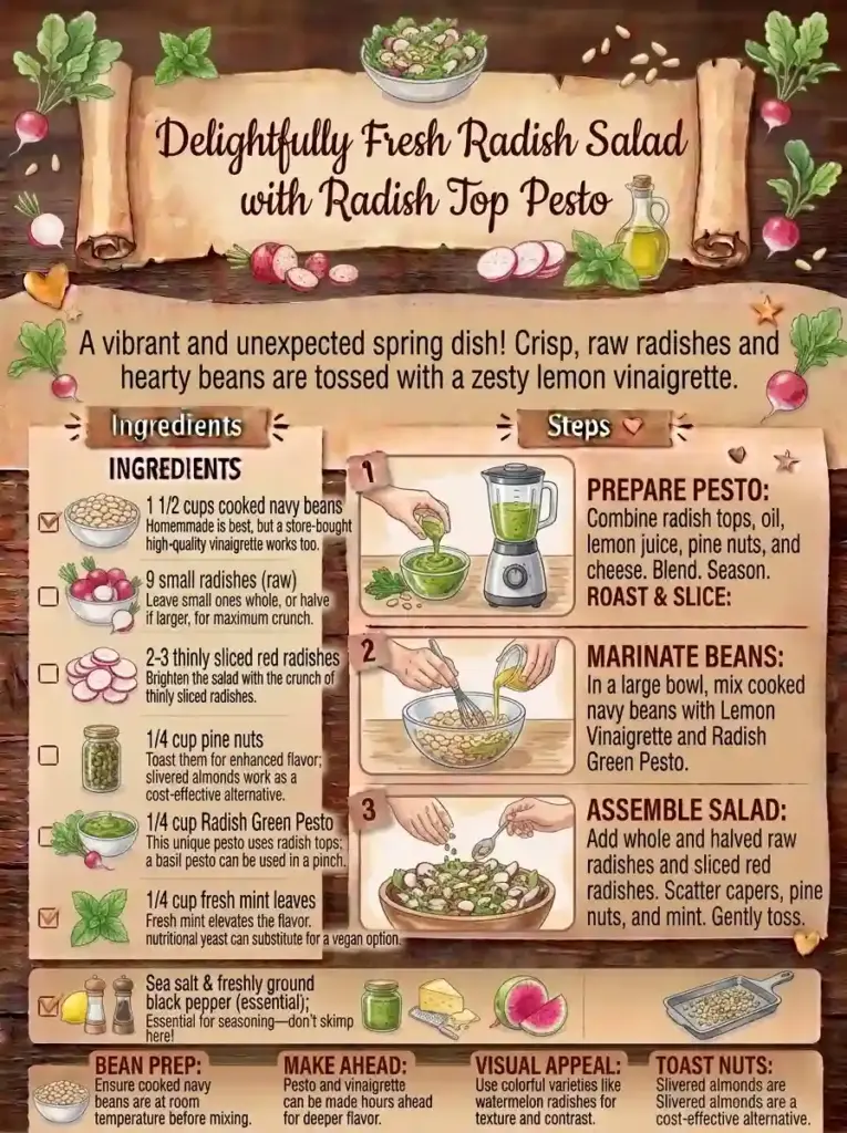 Delightfully Fresh Radish Salad with Radish Top Pesto
