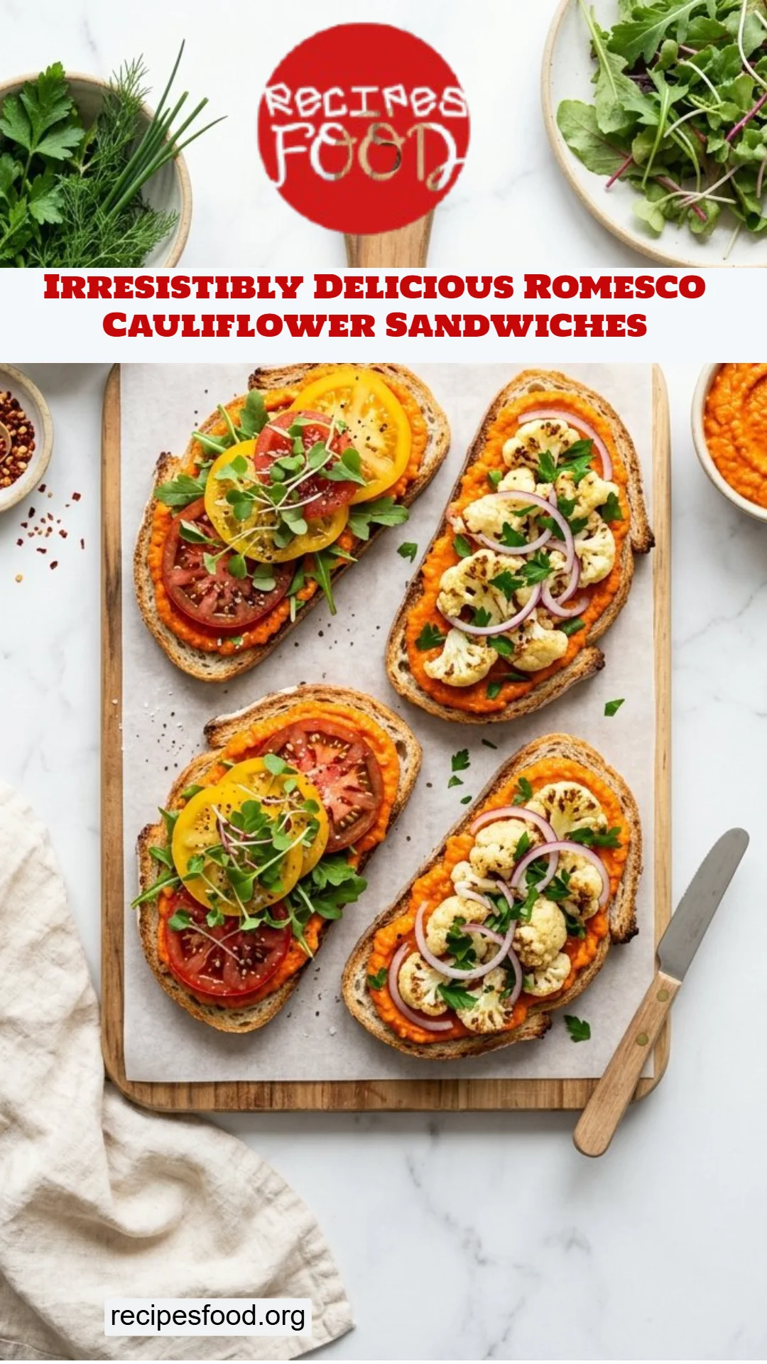 Irresistibly Delicious Romesco Cauliflower Sandwiches