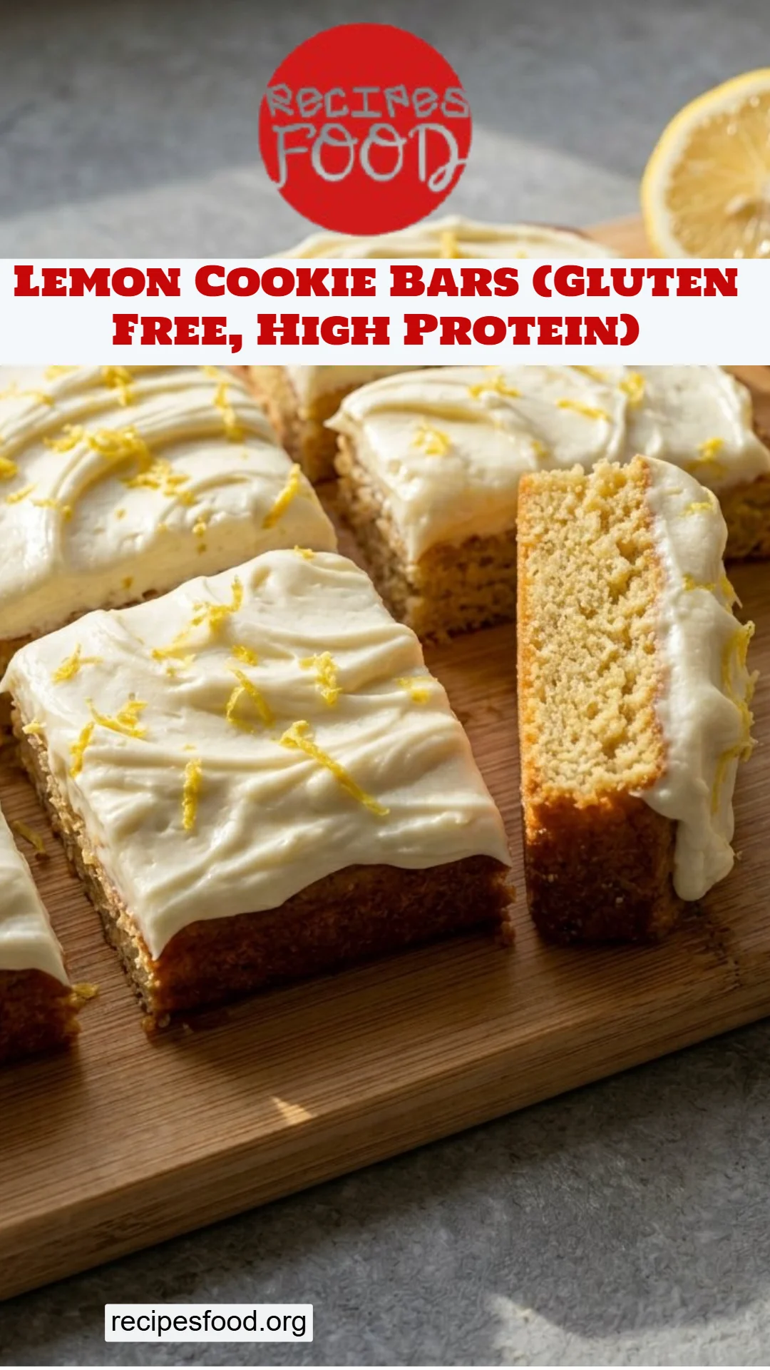 Lemon Cookie Bars (Gluten Free, High Protein)