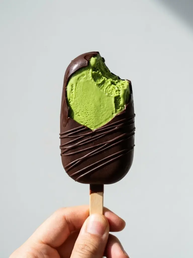 Mint chocolate chip ice cream bars made with paleo and vegan ingredients.