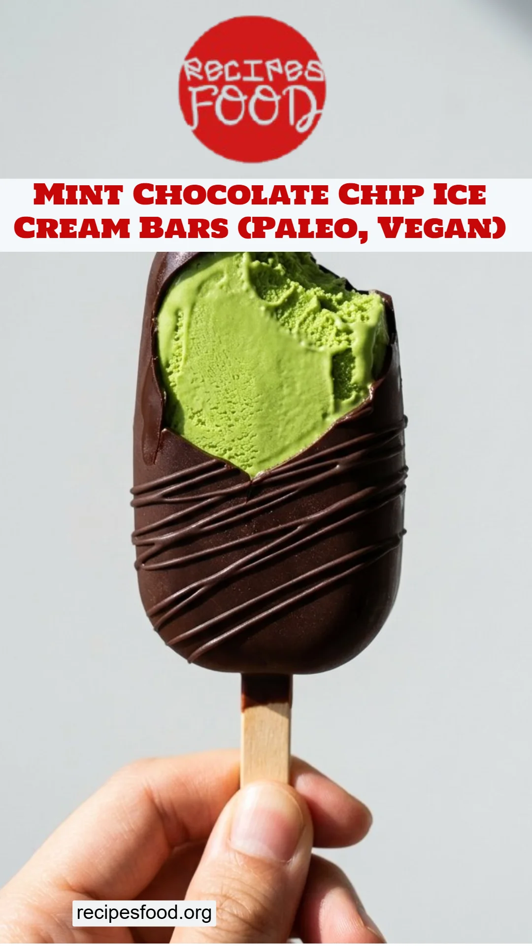 Mint Chocolate Chip Ice Cream Bars (Paleo, Vegan)