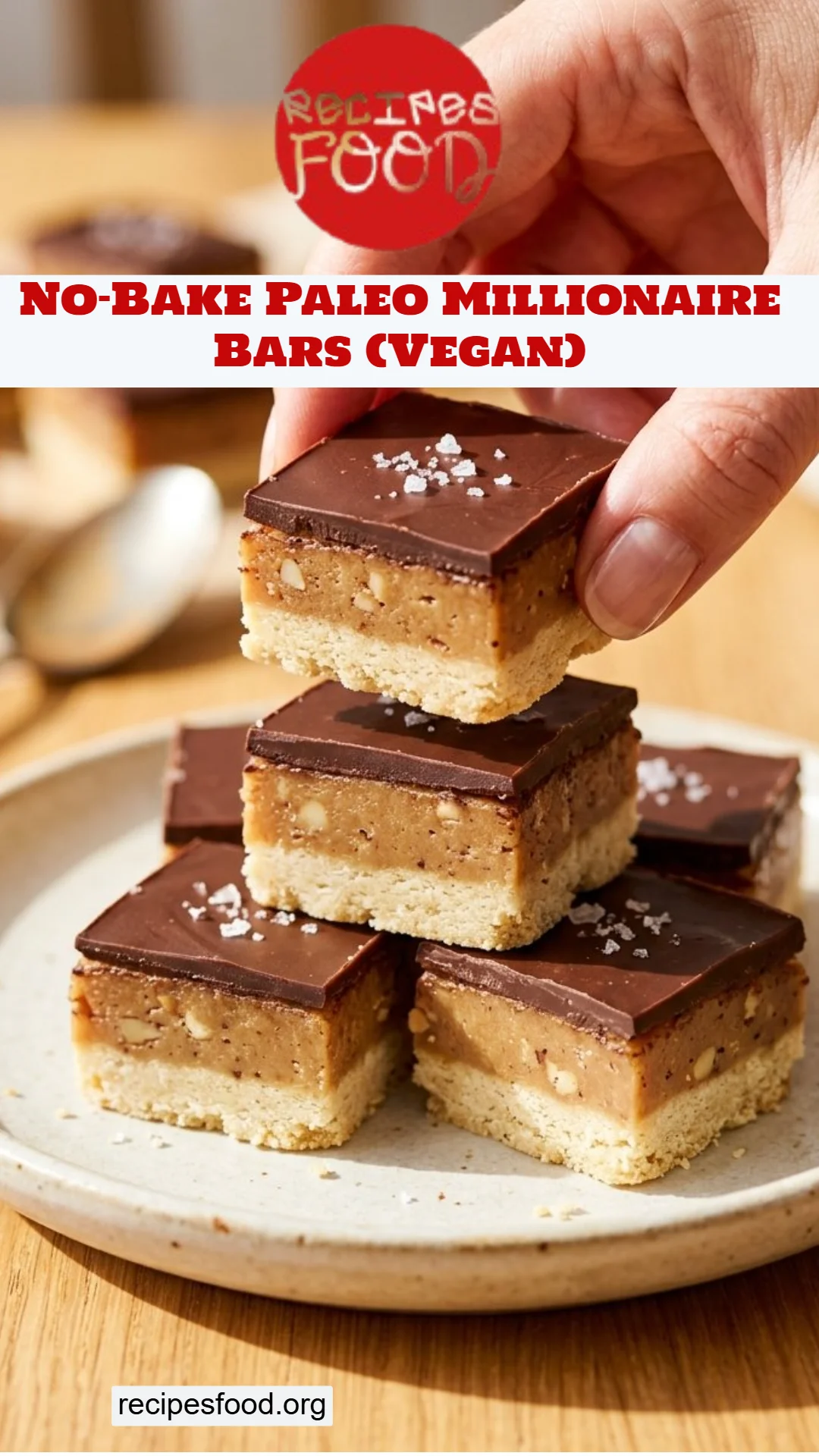 No-Bake Paleo Millionaire Bars (Vegan)