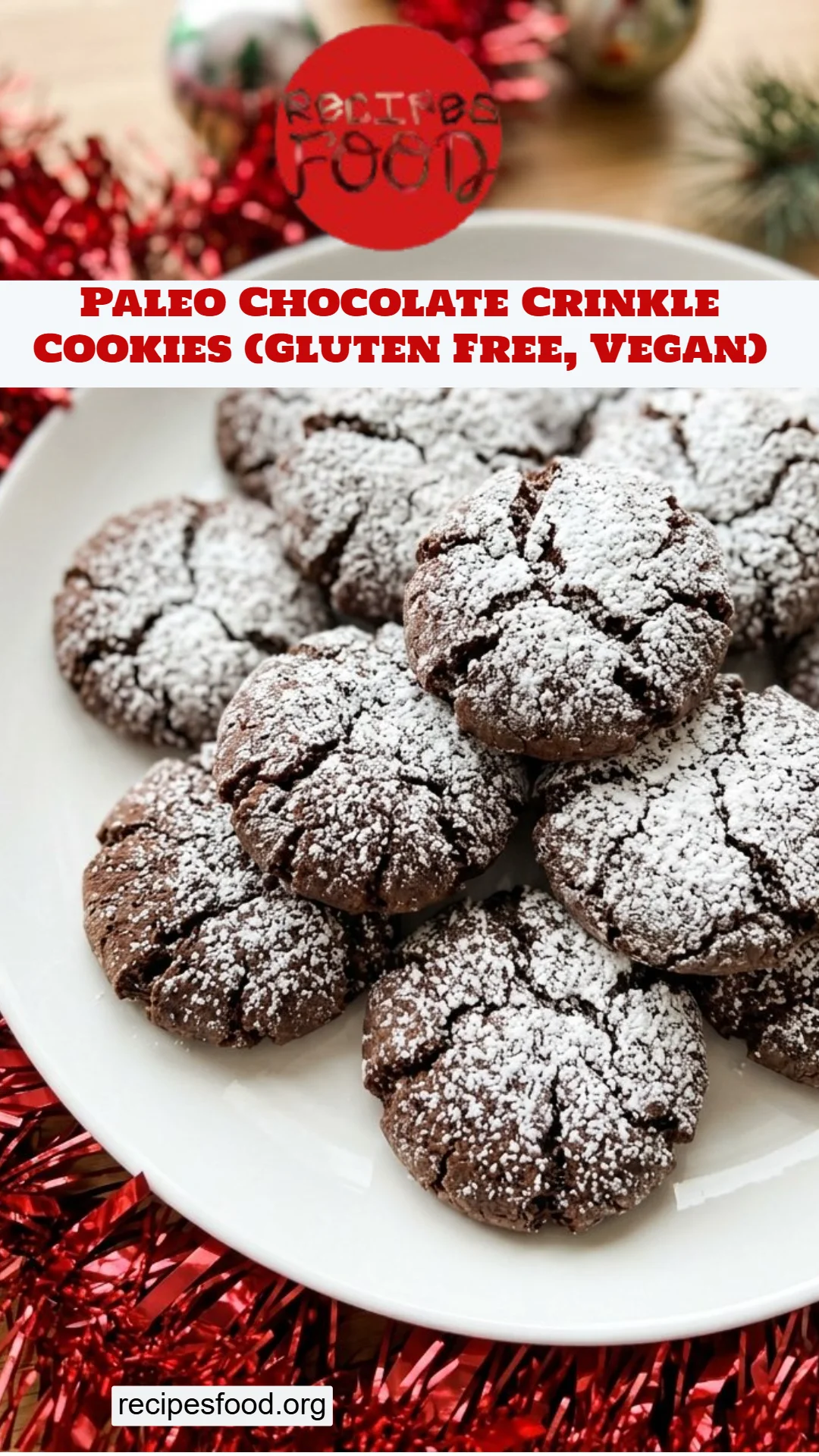 Paleo Chocolate Crinkle Cookies (Gluten Free, Vegan)