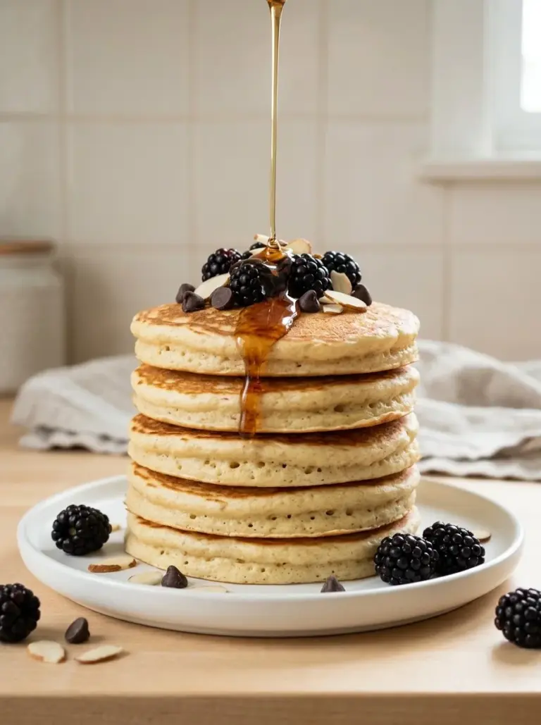 Delicious paleo pancakes made with almond flour served on a plate