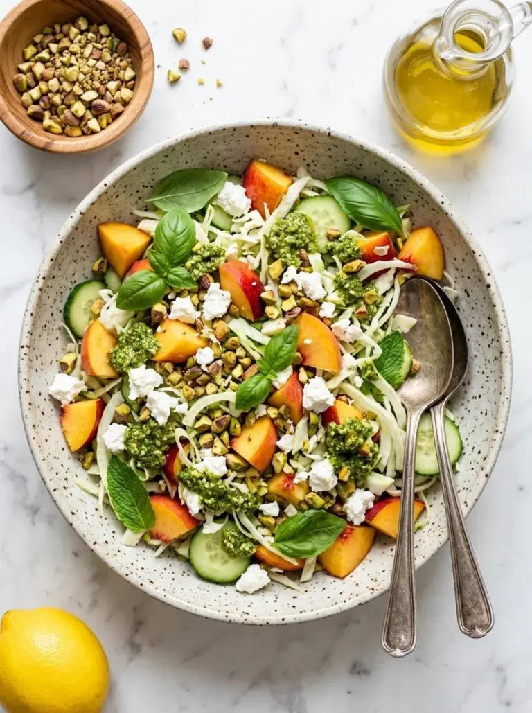 Refreshing Fennel Peach Pesto Salad with vibrant colors and fresh ingredients