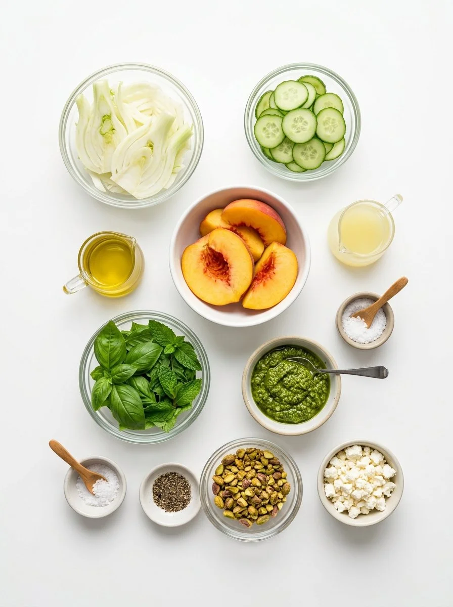 Refreshing Fennel, Peach, and Pesto Salad