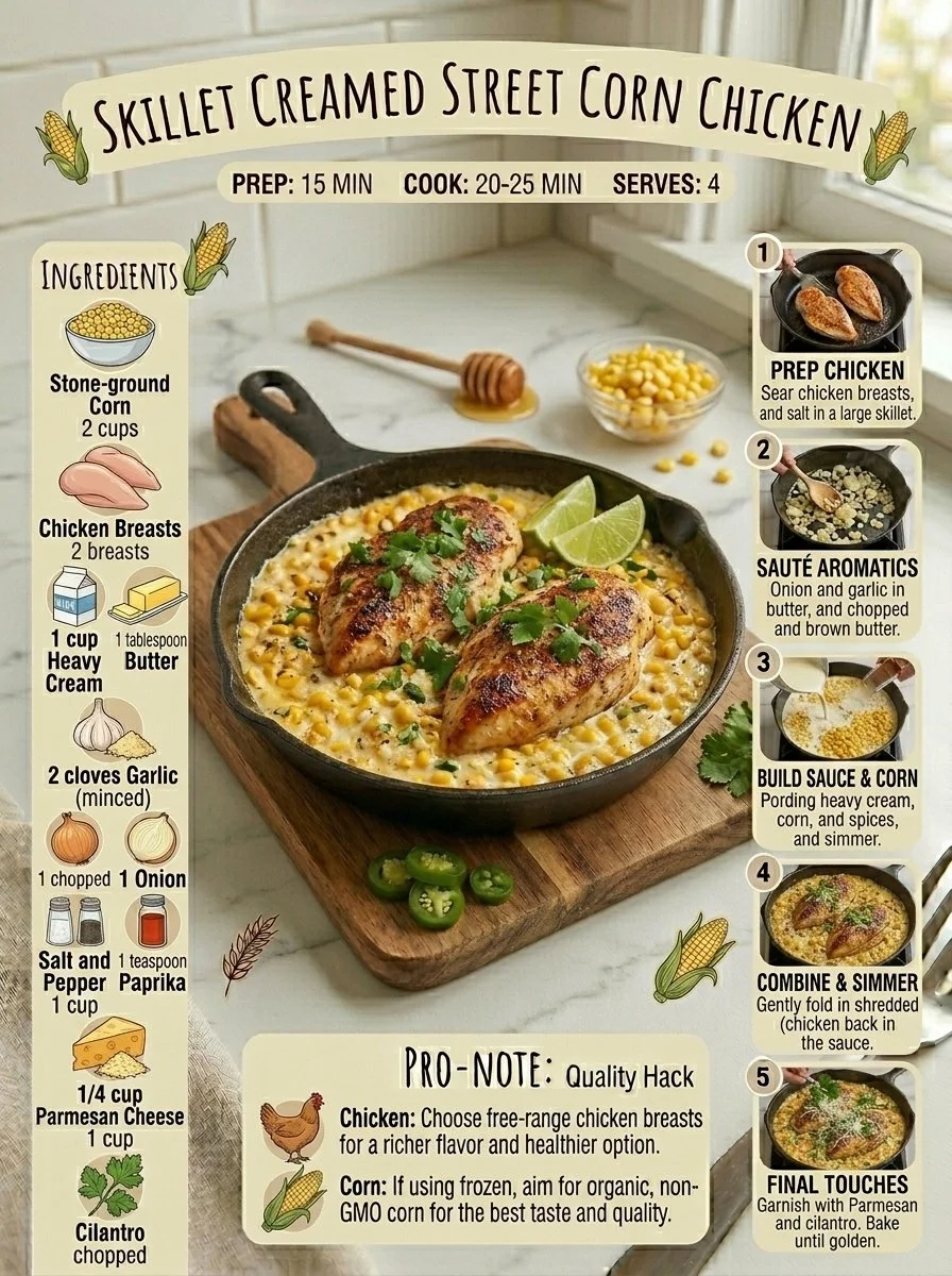Skillet Creamed Street Corn Chicken