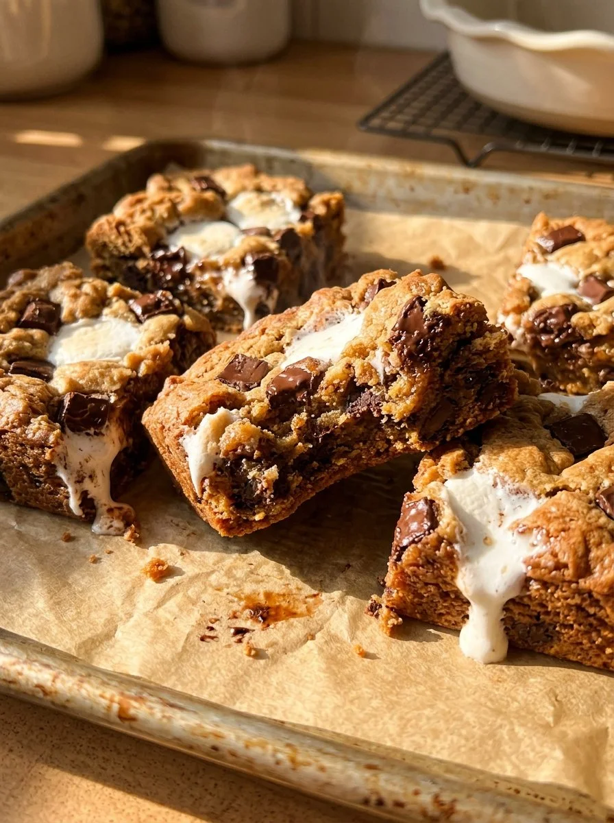 Paleo and Vegan S'mores Blondies fresh out of the oven