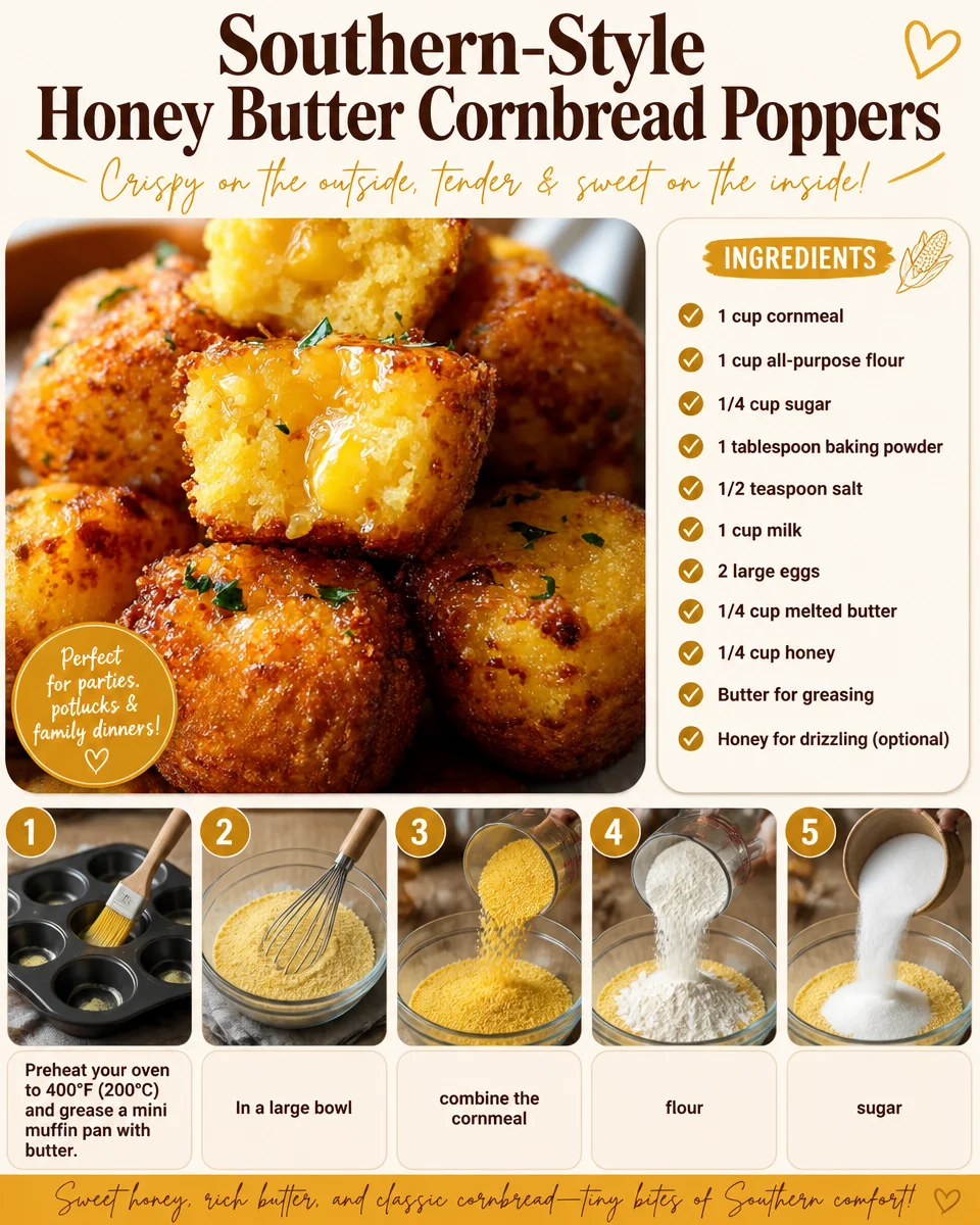 Southern-Style Honey Butter Cornbread Poppers
