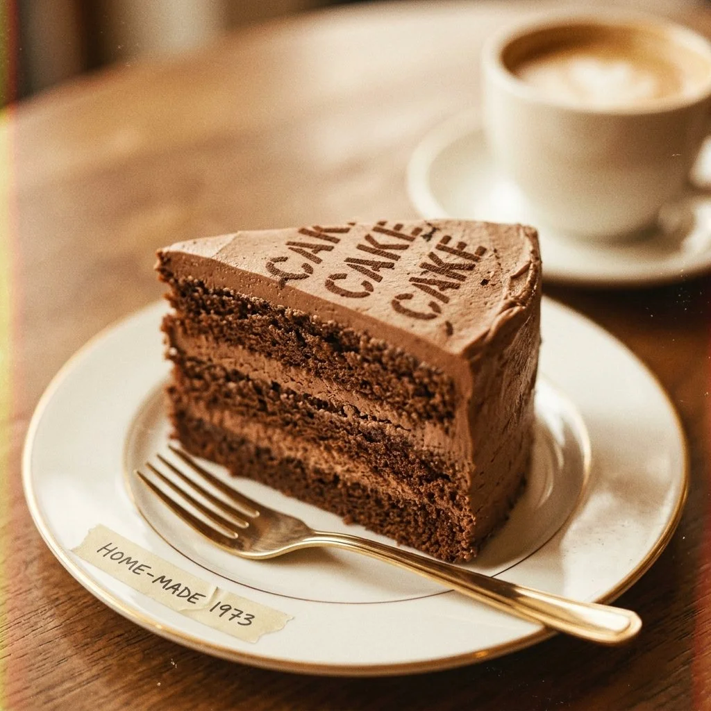 Delicious slice of classic chocolate cake with rich chocolate frosting
