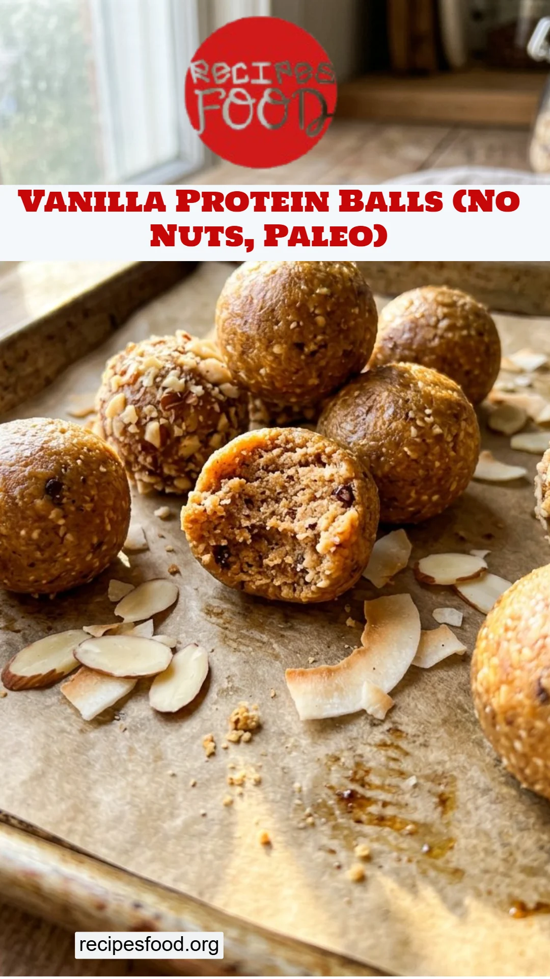 Vanilla Protein Balls (No Nuts, Paleo)