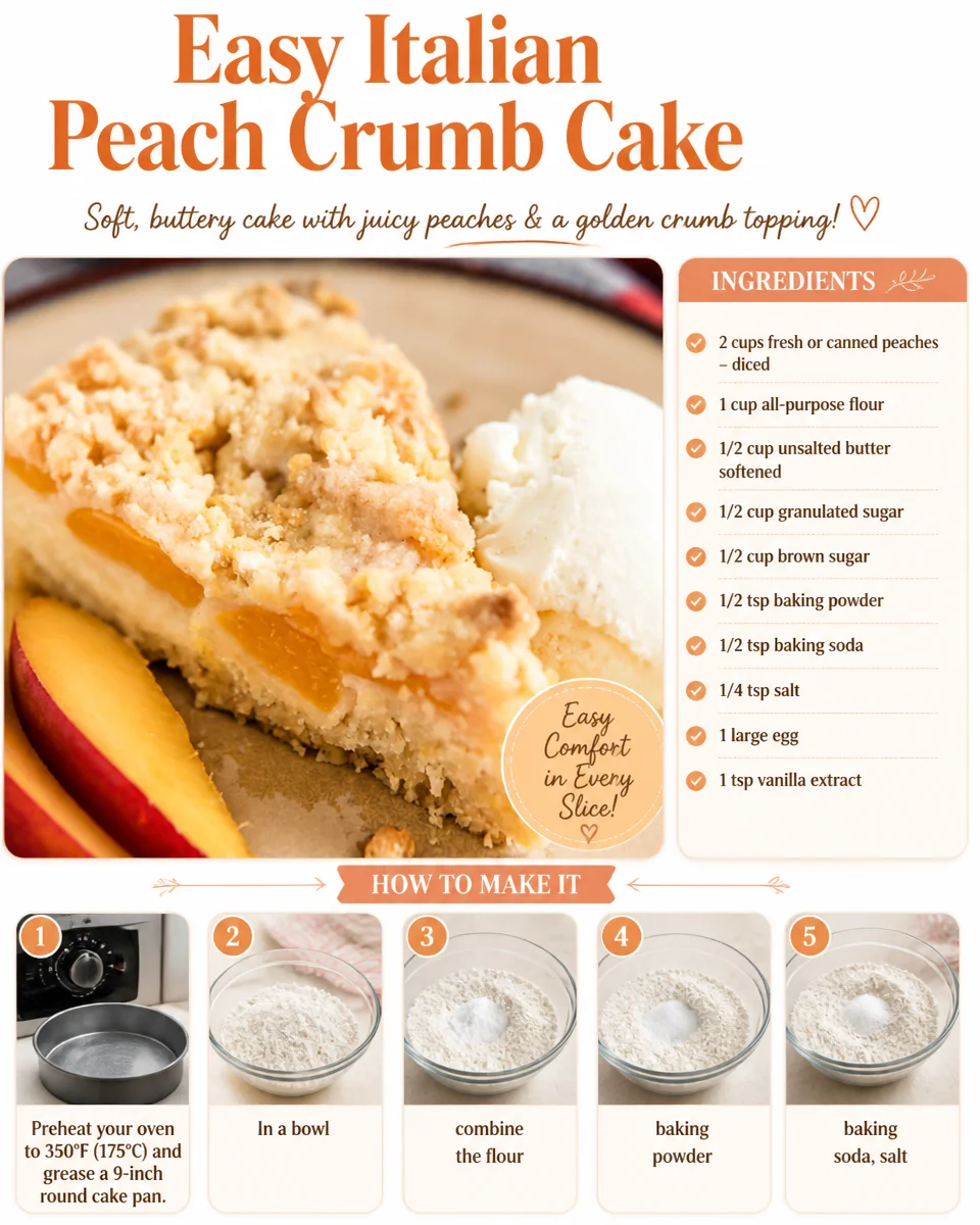 Easy Italian Peach Crumb Cake