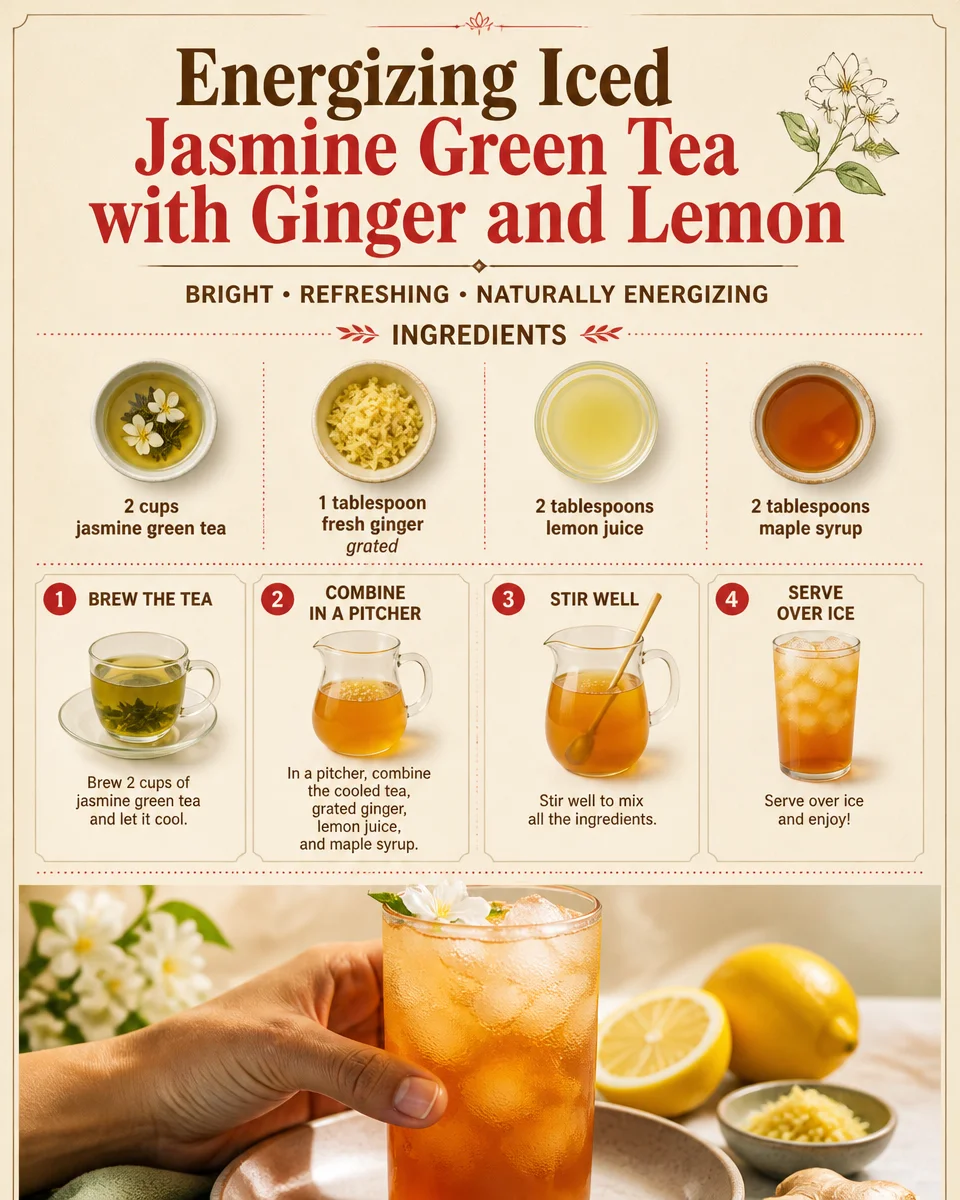 Energizing Iced Jasmine Green Tea with Ginger and Lemon