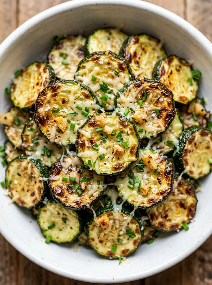 Delicious Garlic Parmesan Roasted Zucchini with golden crust and vibrant colors