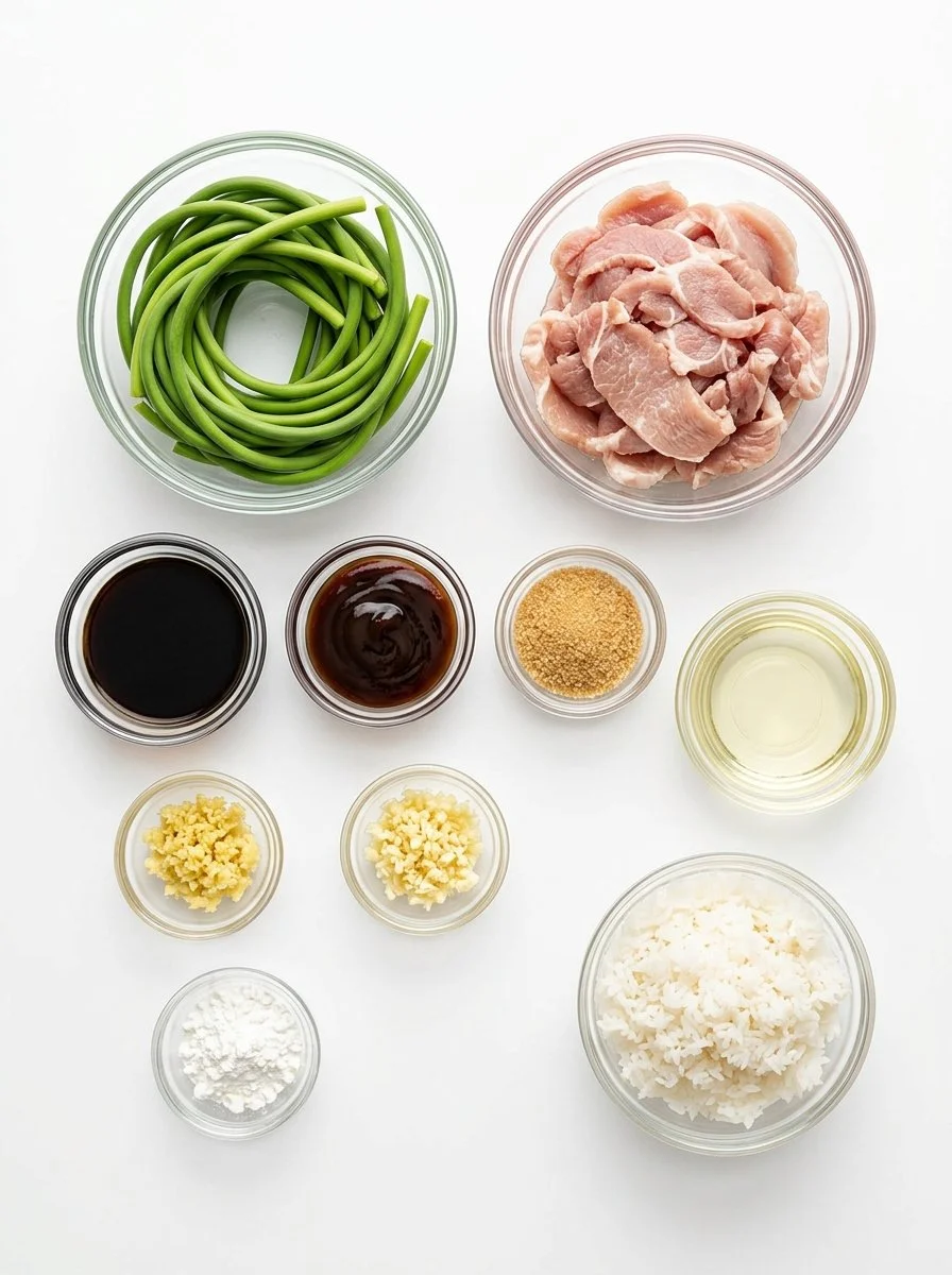 Garlic Scape Stir Fry with Pork