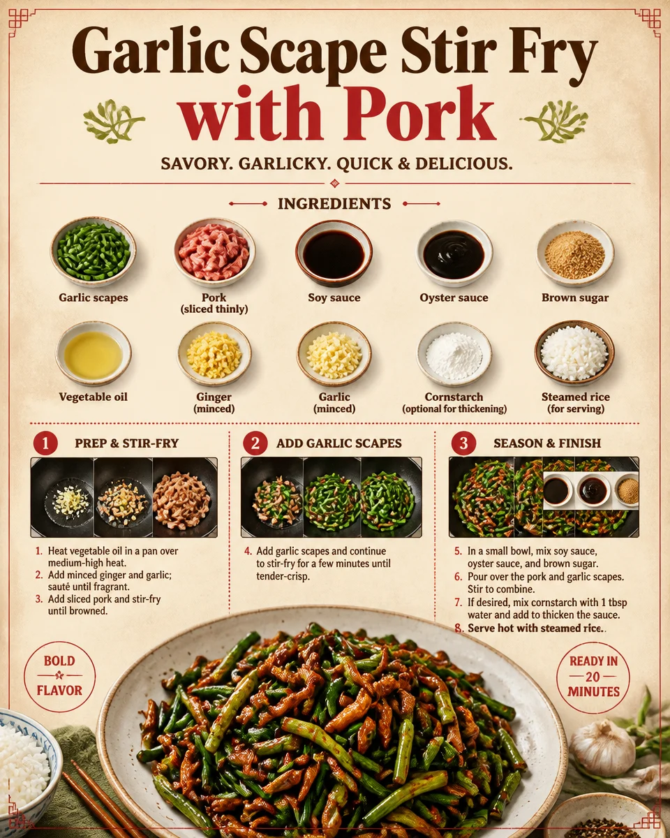 Garlic Scape Stir Fry with Pork