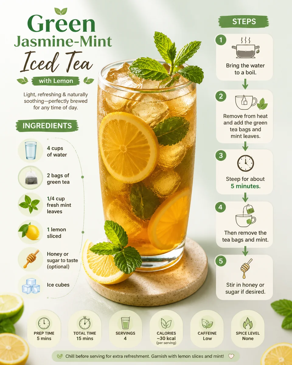 Green Jasmine-Mint Iced Tea with Lemon