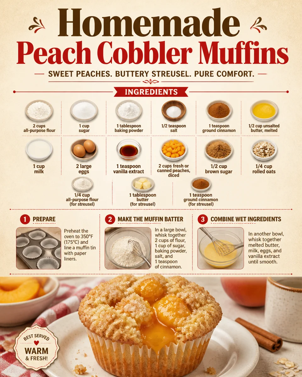 Homemade Peach Cobbler Muffins