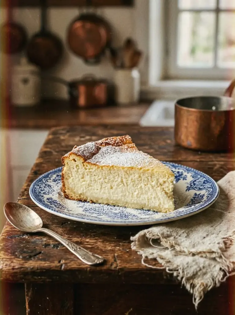 Delicious slice of Italian Ricotta Cheesecake topped with fresh berries.