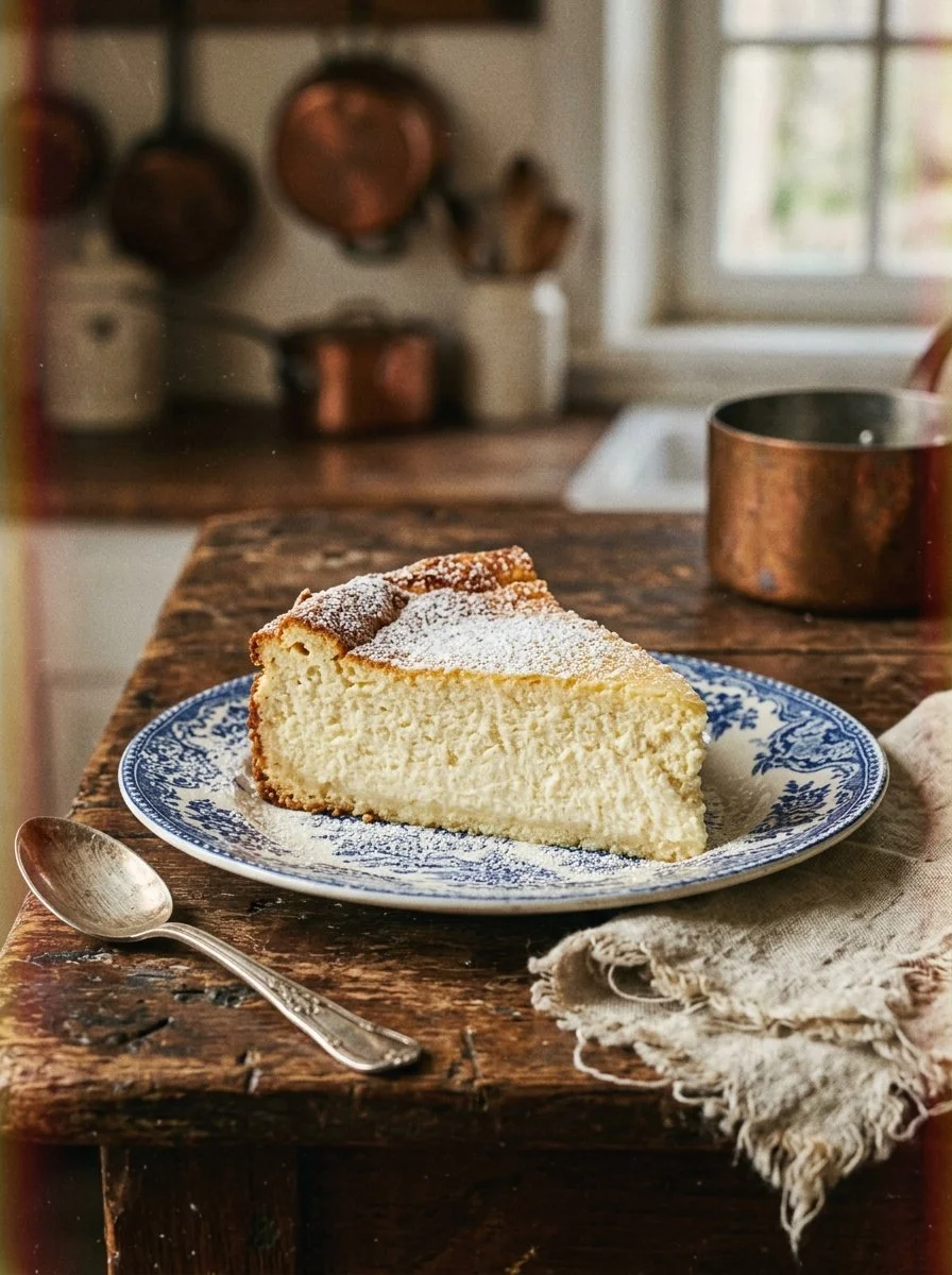 Delicious slice of Italian Ricotta Cheesecake topped with fresh berries.