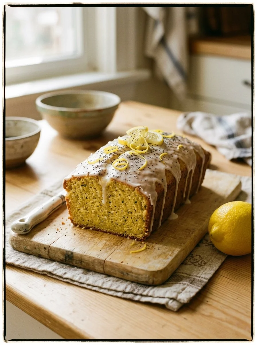 Freshly baked lemon sweet bread with a zesty flavor and moist texture.