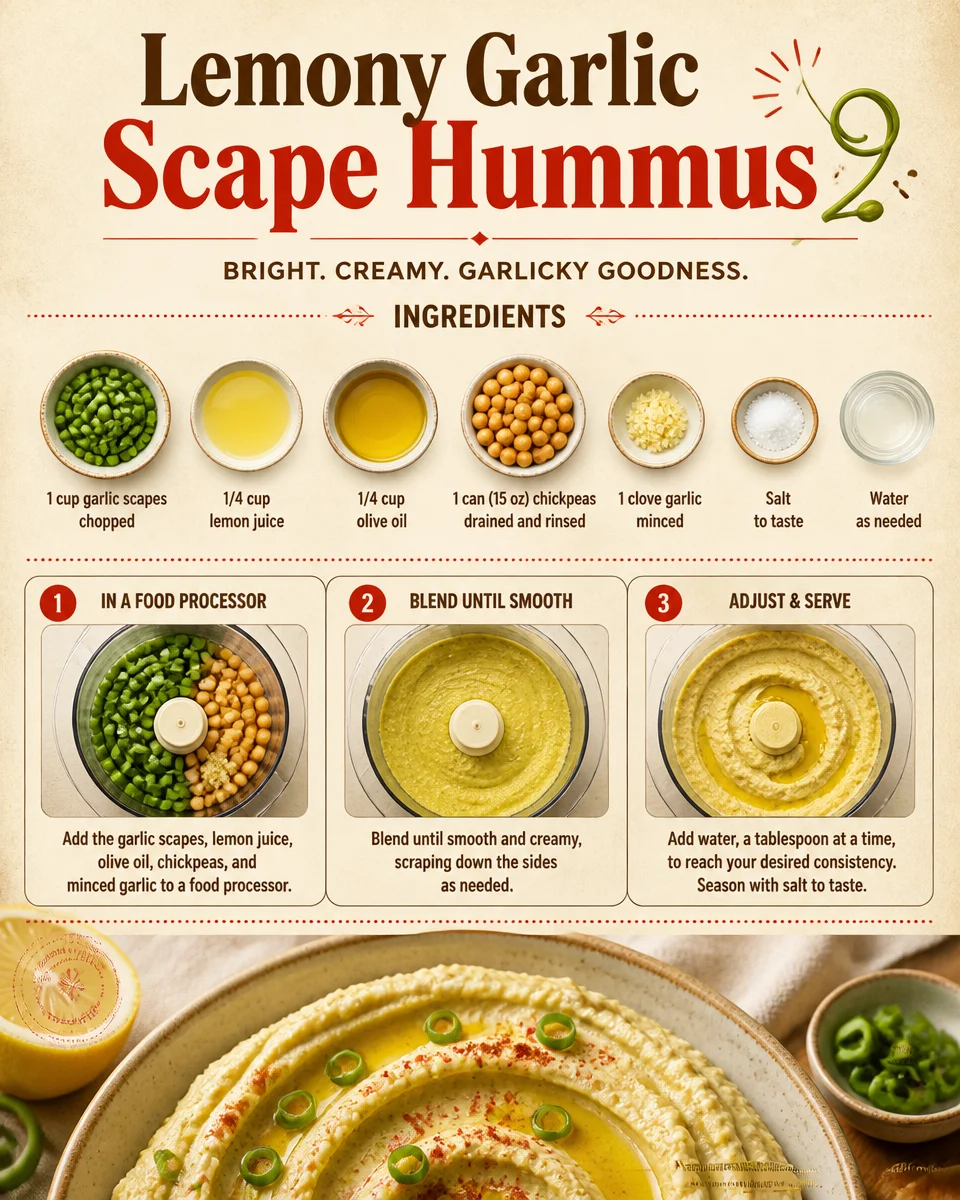 Lemony Garlic Scape Hummus
