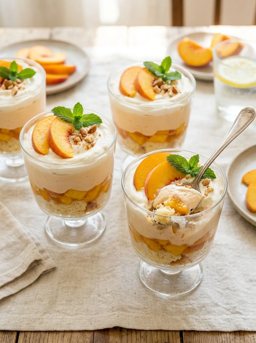 Summer Peach Mousse Trifles