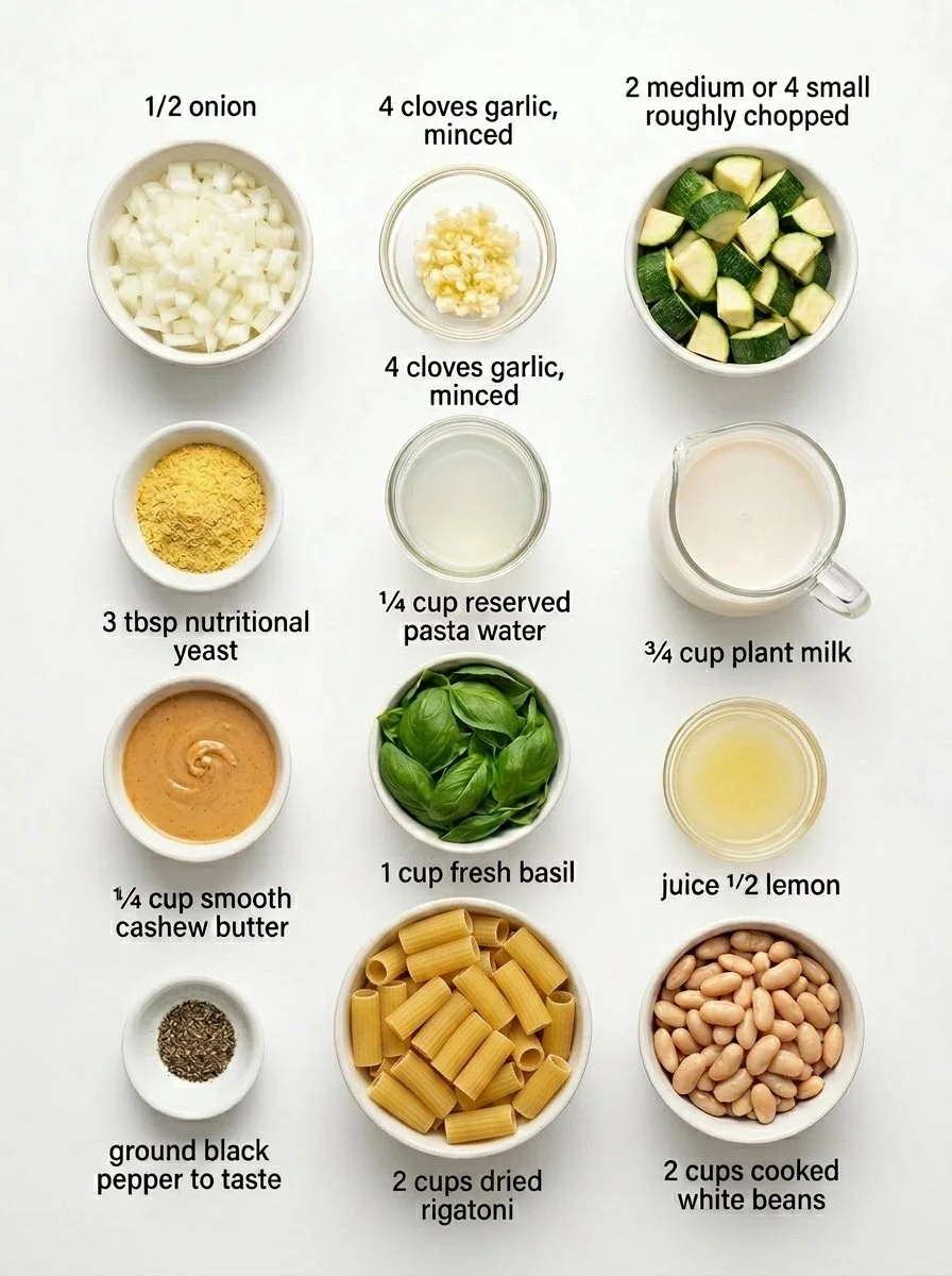 Vegan Creamy Zucchini Basil Pasta with Lemon