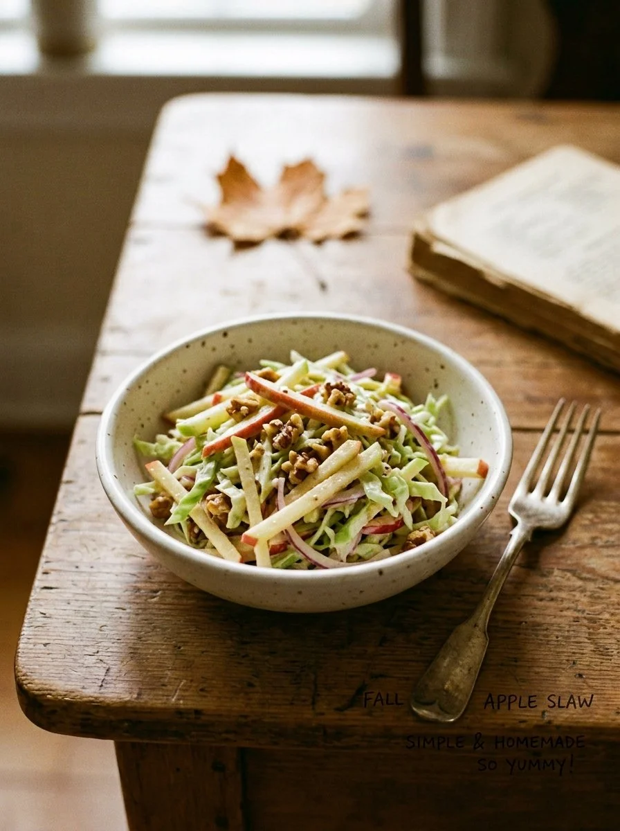 Delicious fall apple slaw with fresh apples and vegetables