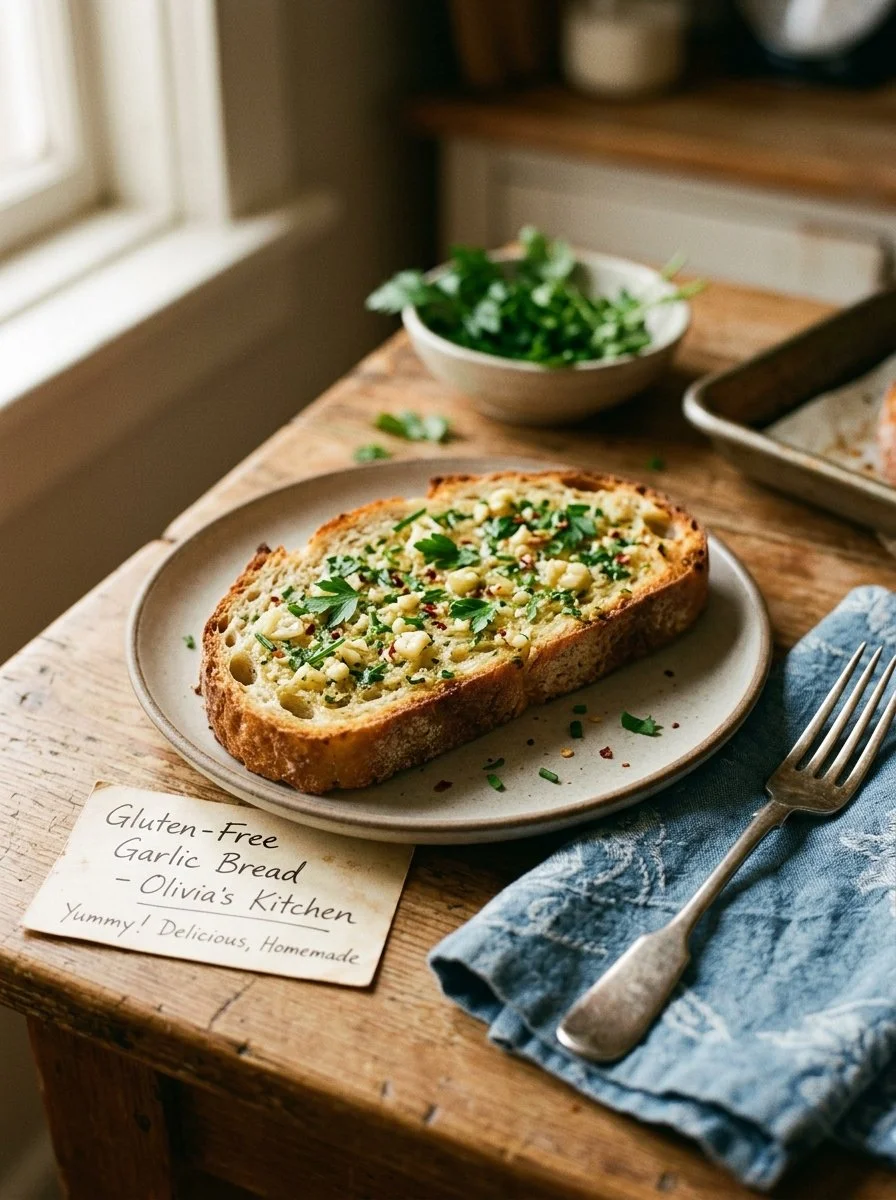 Delicious gluten-free garlic bread from Olivia's Kitchen.