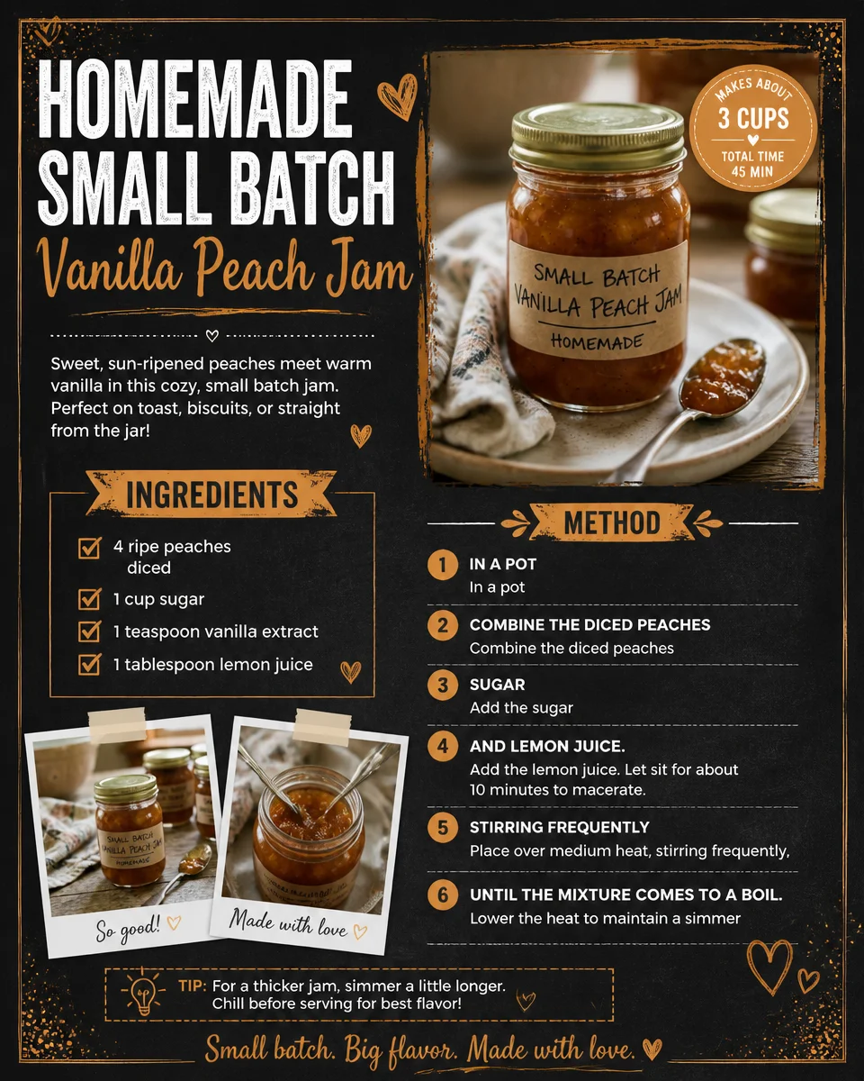 Homemade Small Batch Vanilla Peach Jam