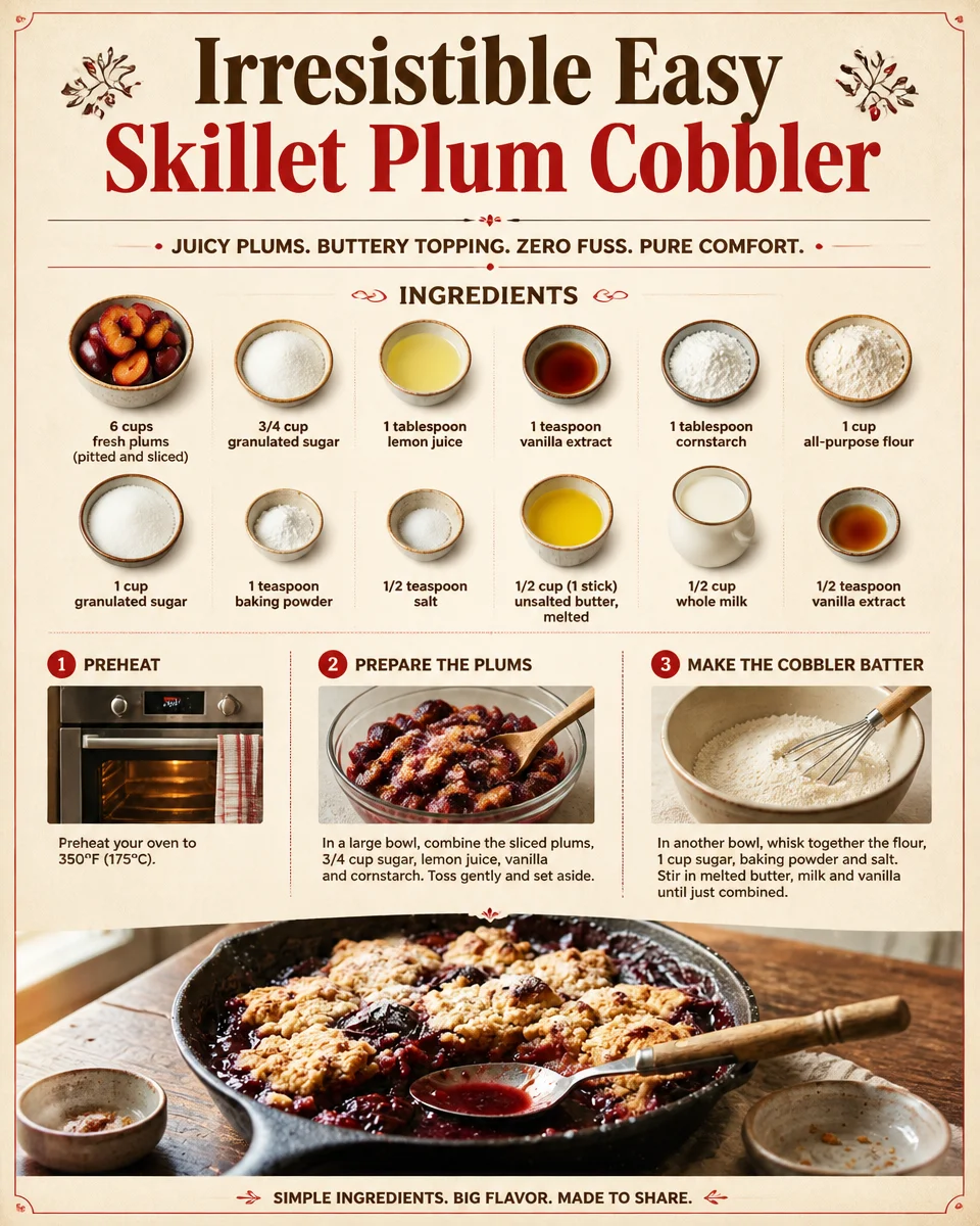 Irresistible Easy Skillet Plum Cobbler