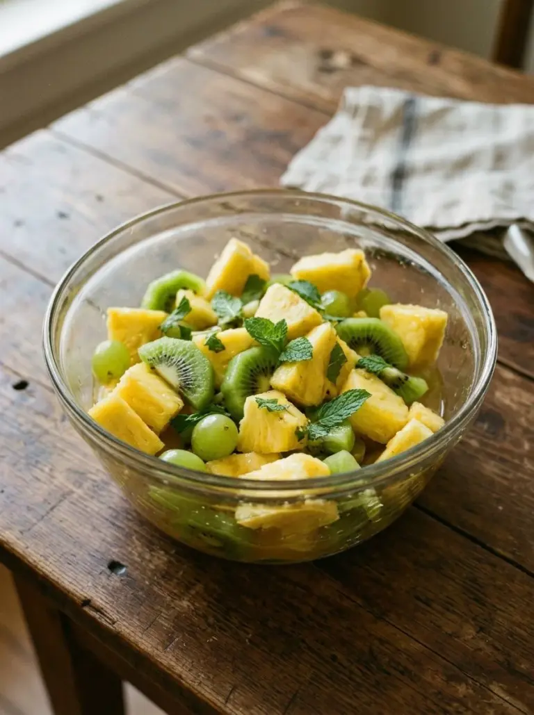 Delicious Pineapple Kiwi Salad with fresh fruits and vibrant colors.